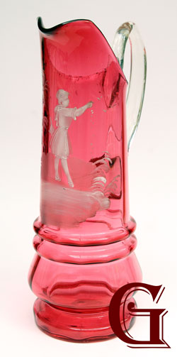 cranberry glass Mary Gregory jug